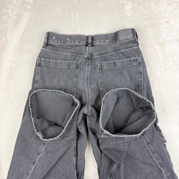 American Eagle Super High Rise Baggy Wide Leg Cargo Jeans Women 0 Short Black - Picture 6 of 15